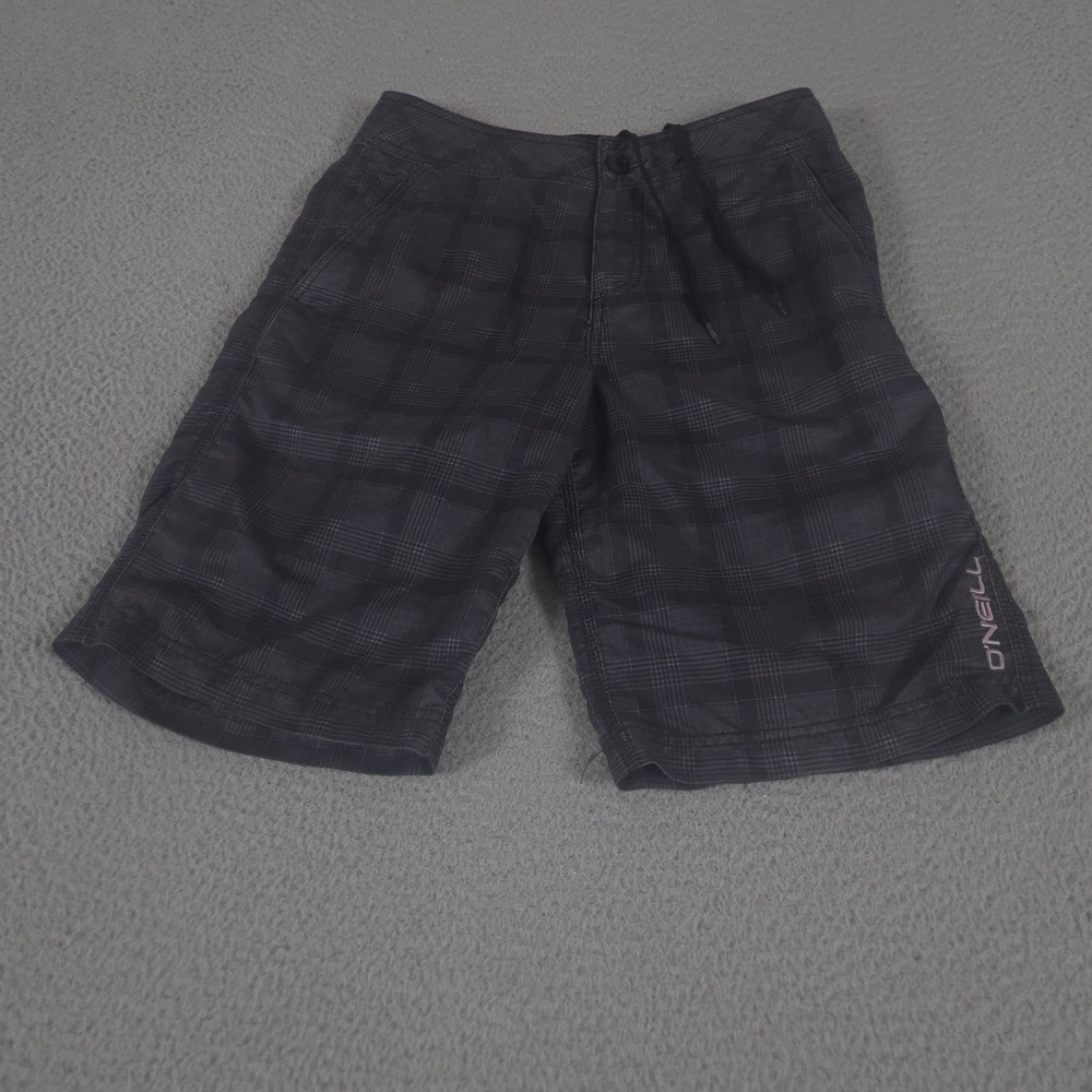 O'Neill Shorts Men 28 Charcoal Plaid‎ Hybrid Board Quick Dry Water Trunks Swim